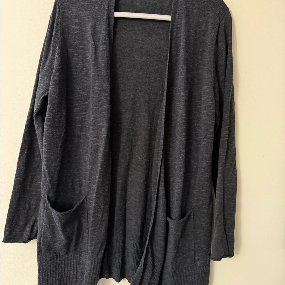 Eileen Fisher Charcoal Open Front Cardigan, no size tag, no materials tag - Picture 6 of 7